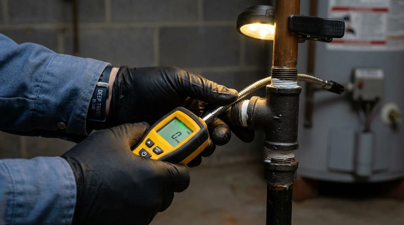 Gas leak detection with electronic sniffer by Johns Plumbing LLC in Saint Pauls
