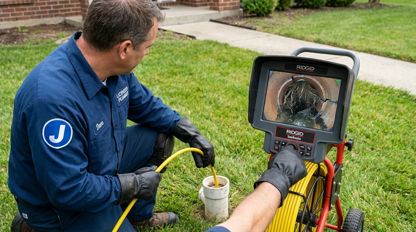 Sewer camera inspection being performed by Johns Plumbing LLC in Saint Pauls